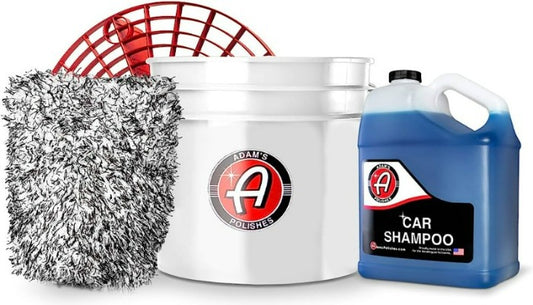 Adam’s Car Wash Kit Complete with Bucket & Grit Guard - Auto Detailing & Car Cleaning Kit